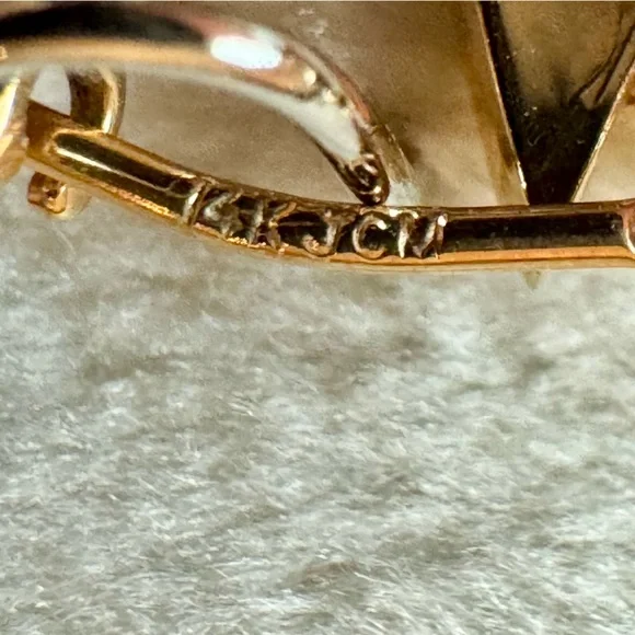 Elegant 14K Gold (White and Yellow) Hoop Earrings - Picture 4 of 7